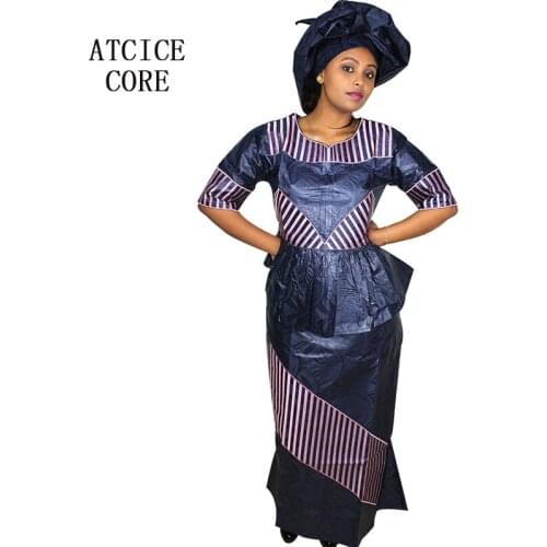 African dresses for women new fashion design 100% cotton bazin embroidery design short rapper with headtie three pcs