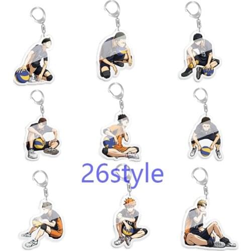 Anime Haikyuu Hinata Shoyo Inarizaki Kozume Kenma Karasuno Fashion Jewelry Key Ring Key Chain Pendant Bag Charms gift 5-10pcs