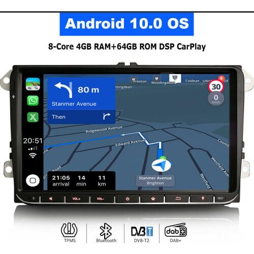 9"Android 10.0 Bluetooth Car Radio Head Unit WIFI GPS NAVI for VW Golf Passat Polo Scirocco Touran Sharan Tiguan T5 Multivan EOS