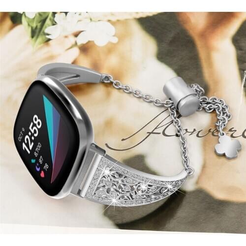 Bling Bands Compatible for fitbit versa 3 band Dressy Metal Bracelet Jewelry strap for fitbit versa sense Smart Watch correa