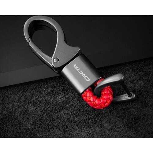 Logo Car Styling Leather / Metal Car Emblem Key Ring Keychain Key Ring For Hyundai creta 2012 2018 2019 2020 accessories