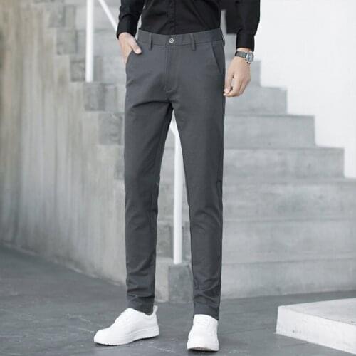 Brand Mens Casual Pants High Quality Business Classics Straight Fashion Black Blue Gray Work Trousers Male Large Size 28-38
