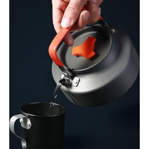 Outdoor 1.1L camping teapot easy carry kettle coffee boil water bottle carafe metal tea hot camping
