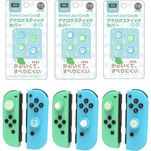Blue Green Color Cat Paw Bear Leaf Flower Thumb Stick Grip Cap Joystick Cover For Nintend Switch NS Lite Joy-con Controller Case