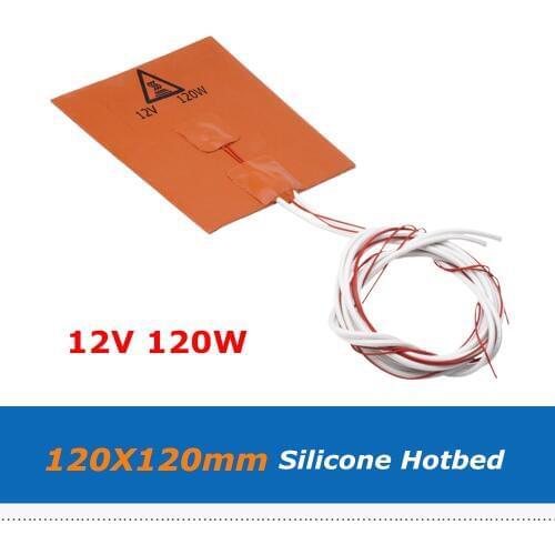 1pc 3D Printer Parts Silica Gel Hotbed 120*120mm 12V 120W Silicone Rubber Heater Heat Bed With 3M Tape