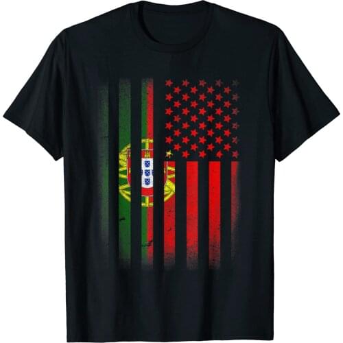 Portuguese American Flag Portugal Usa Men T-Shirt Short Casual 100% COTTON O-Neck shirts