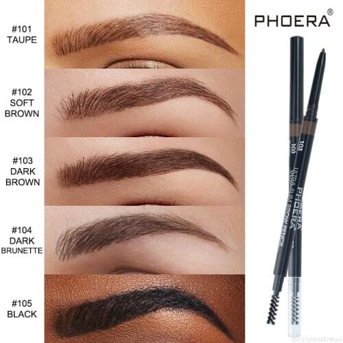 PHOERA 1PC Eyebrow Pencil Waterproof Natural Long Lasting Ultra Fine Eye Brow Tint Makeup Brown Color Eyebrow Pen Cosmetic TSLM2