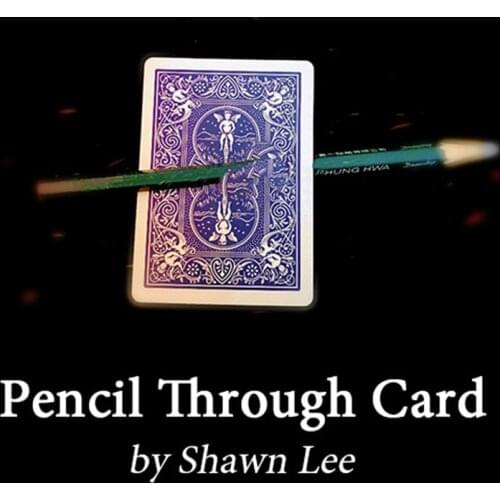 Pencil Through Card Magic Tricks Pen Penetration Playing Card Poker Magician Professional Street Illusions Mentalism Prop