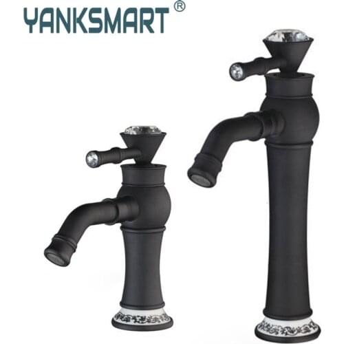 Oil Rubbed Black Bronze Kitchen Single Diamond Handle Swivel Wash Basin Sink Vessel Vanity Torneira Faucet Mixer Tap