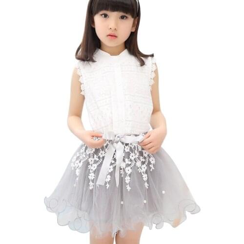 2021 Summer Korean Baby Girls Clothing Set Children Floral Shirt+ Dress Suit 2Pcs Kids Floral Bow Clothes Set