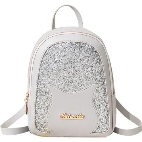 066F Girls Small Backpack Fashion Sequin Shoulder Bag Women Multi-Function Anti-theft Rucksack Mini Dayack for Teenage