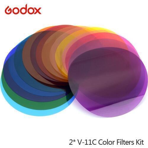 Godox V-11C Color Filters Kit in camera filters Camera Round Head Flashes 15 Different Colors * 2 for Godox V1 Series accessory