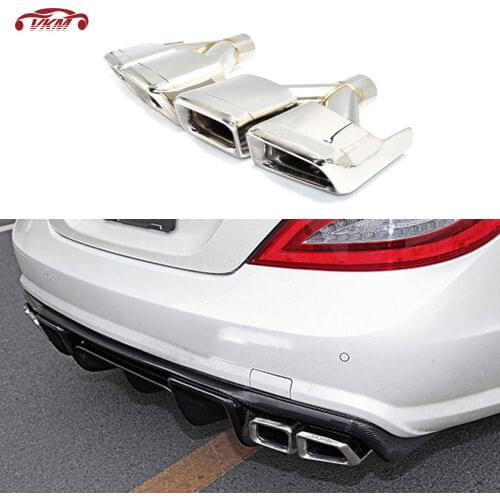 Stainless Steel Rear Bumper Exhaust Tips Muffler for Benz W212 W205 W204 CLS Class W218 Four Outlet Pipe Tps Auto Car Decoration