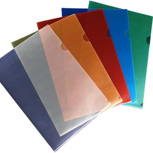 50pcs/Set A4 Size Plastic L-Shaped Transparent Single Page Document File Folder Clear PP Folders for Sheet Paper Pages