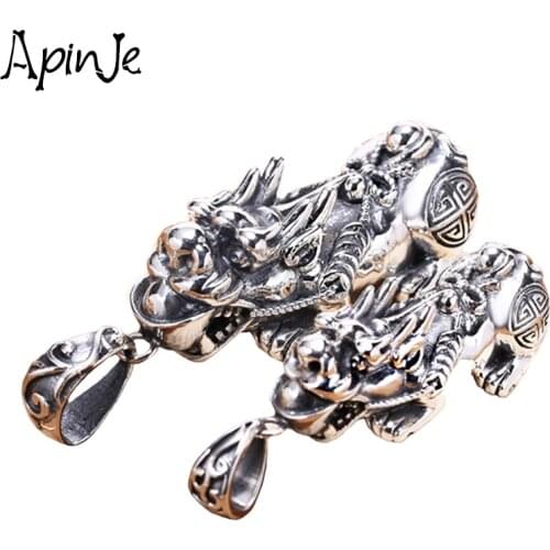 Apinje Genuine 925 Sterling Silver Pendant Thai Silver Necklace Pendant Men And Women Pixiu Jewelry
