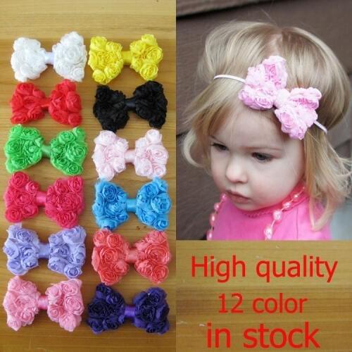 Try order kids girl 8cm Chiffon rose flower bow 20pcs/lot DIY headband hair accessories Free Shipping