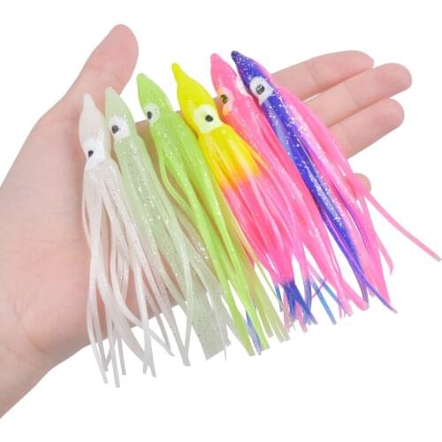30/50/100pcs Soft Squid Lure Octopus Squid Skirt Bait Trolling Lure Jigs Silicone Artificial Bait For Tuna Sailfish Catfish