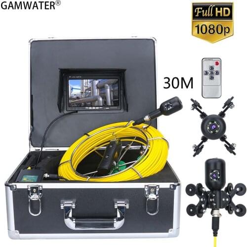 GAMWATER Drain Sewer Pipeline Industrial Endoscope Pipe Inspection Video Camera 7inch 30M/50M 1080P HD Dual Camera Lens