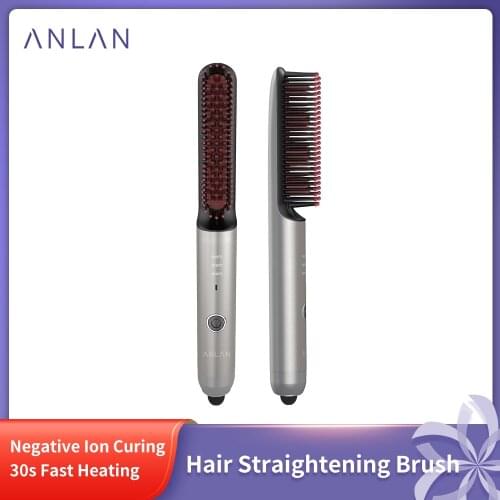 ANLAN Hair Comb Brush Straightener Negative Ion Hair Care StraighteningCombBrush Anti Scald Protective Fast Heating Straightener