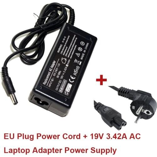 EU Power Cord + 19V 3.42A 5.5 X 2.5mm N101 AC Laptop Adapter Power Supply Charger For asus/lenovo/toshiba/BenQ Notebook Changer