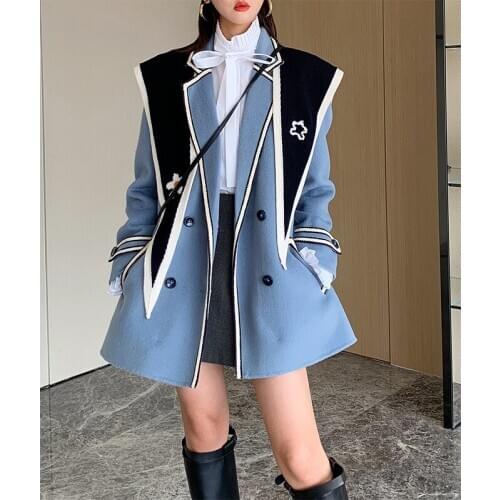 Wool coat high fashion elegant women winter warm overcoat female 2021 new