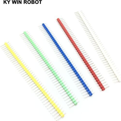 10pcs 5Colors Pin Connector Male 2.54mm Pitch Pin Header Strip Single Row 40 pin Connector Kit for PCB board