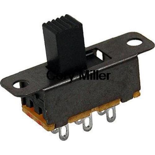 3 Position 2P2T DPDT Panel Mini Vertical Slide Switch 6 Solder Lug Pin