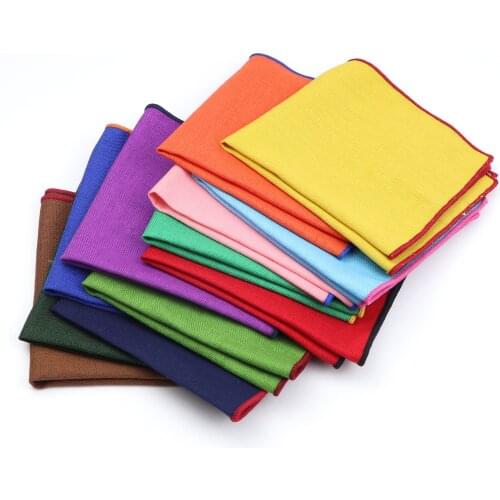 High Quality Solid Color Hankerchief Vintage Linen Cotton Hankies For Men Business Casual Pockets Square Width Wedding Hankies