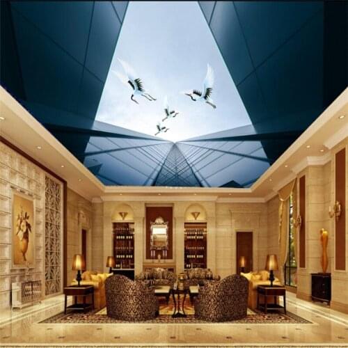 Wellyu Modern architectural glass window zenith ceiling ceiling mural custom large mural green wallpaper papel de parede