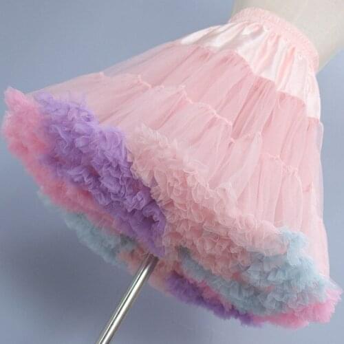 Women Rainbow colors MIni Petticoat Tulle Puffy Short Vintage Wedding Bridal Petticoat Underskirt Crinoline Rockabilly Tutu
