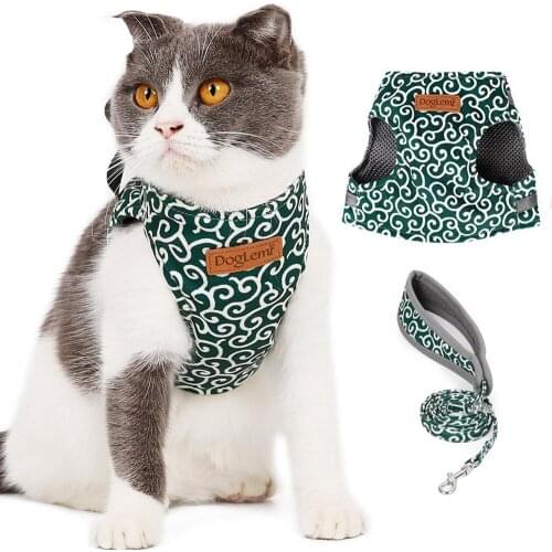 Dog Cat Harness Vest With Leash Set For Small Medium Dogs Cats Breathable Soft Mesh Walking Vest Kitten Puppy Pet Accessories