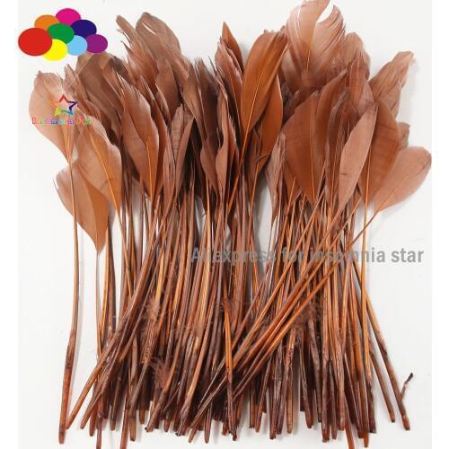15-20CM 100 Pcs DIY Brown Rooster Tail Feather Clothing Party Decoration Coque accessories hair feathers