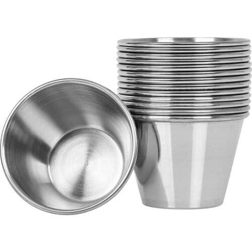 20 Pack Stainless Steel Sauce Cups,Dipping Sauce Cup,Individual Condiment Cups, Portion Cups for Any Sauce-Dipping