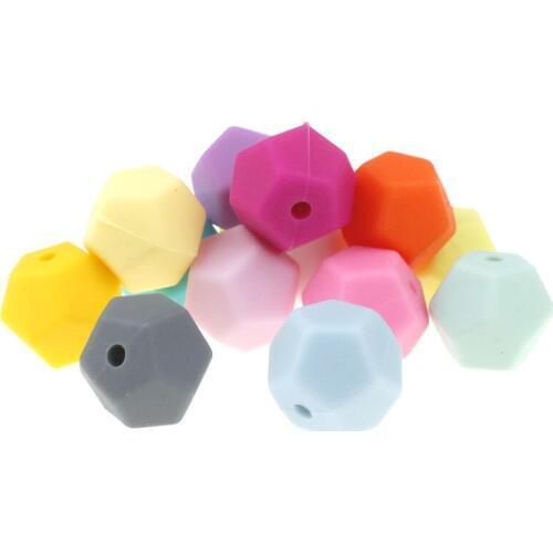 50PC Round Pentagon Silicone Teething Beads Food Grade Baby Chewing Silicon Teether Beads For Jewelry Making Dental Gift