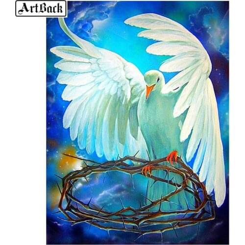 5d diy diamond painting pigeon animal peace symbol full square / round drill 3d diamond embroidery diamond mosaic kit handicraft