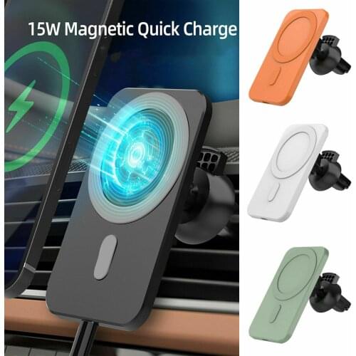 15w Magnetic Car Wireless Charger Qi Fast Charging Mount Air Vent Phone Stand For Iphone 12 ProMax 12Mini Magsafe Car Holder