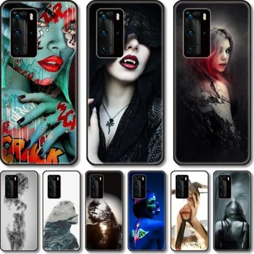 Beautiful girl ladys Phone Case For Huawei P 40 30 20 10 9 8 Lite E Pro Plus black cell shell