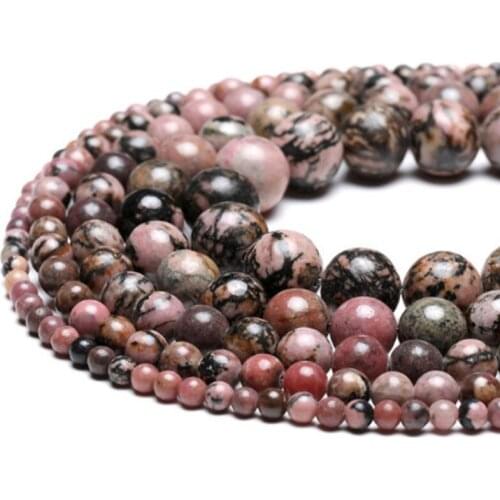 Black Lace Rhodonite Bead 4/6/8/10 Mm Round Loose Beads for Jewelry Making Necklace DIY Bracelets Accessories