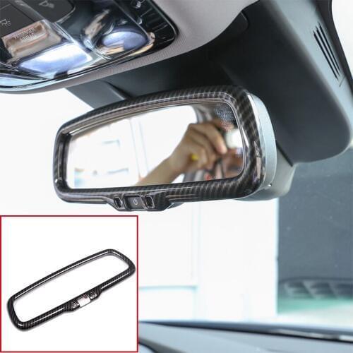 For Alfa Romeo Giulia Stelvio 2017-2018 ABS Plastic Carbon Fiber Style Car Interior Rearview Mirror Frame Trim Accessories