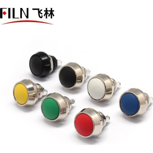 FILN 12mm momentary no light Stainless Steel or zinc alloy aluminum Push Button Switch with screw pins