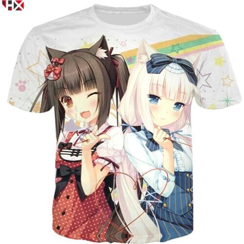 Anime Nekopara t shirts Men Women 3D Print Chocola Vanilla Cute Girl Autumn t shirt Sportswear Casual Streetwear Tops X508