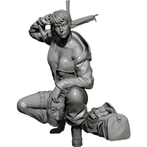 H75mm 1/24 Female Bandit Resin Soldier White Mold 2548 DIY Manual Static Figure Model