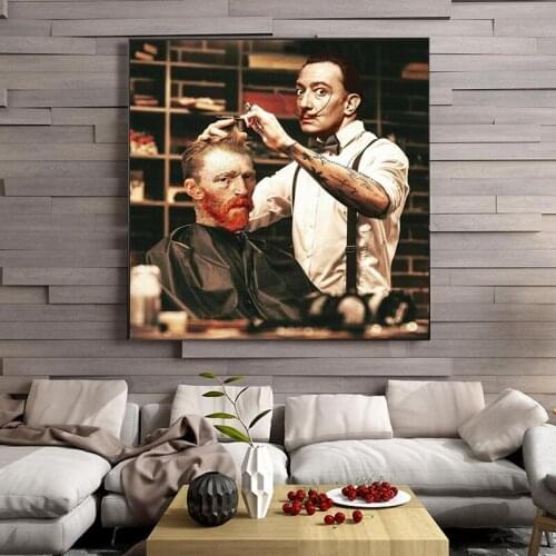 Funny Portrait Art Posters and Prints Van Gogh Haircut Canvas Painting Wall Art Pictures Living Room Decoration Canvas Wall Art