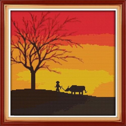 Beautiful sunset home decor painting counted printed on canvas DMC 14CT Cross Stitch Needlework Sets The scenery Embroidery kits