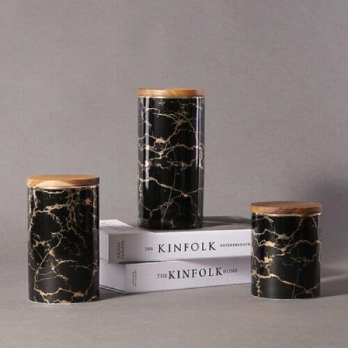 Creative Nordic Kitchen ceramic box storage Tank Single grain food snack sealed can Household Ceramic Cans Storage