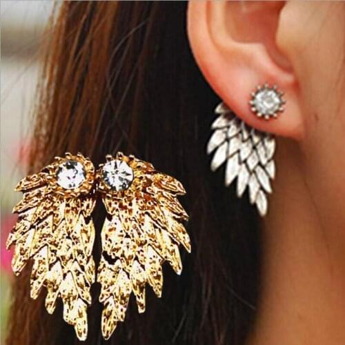 Wing Earrings Women Vintage Brilliant Cubic Zirconia Stud Earrings Femal Fashion Jewelry AM3017