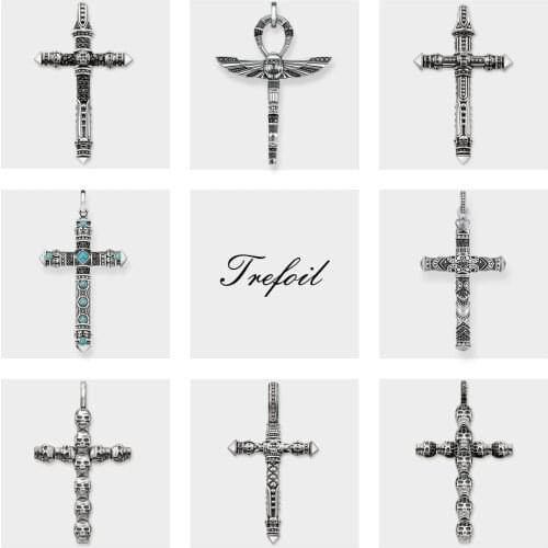 Pendant Pharaoh Scarab Skull Cross,New Ethnic Fashion Jewelry Vintage 925 Sterling Silver Gift For Wen Women Fit Necklace