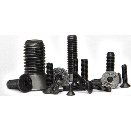M4 Black Oxidation 12.9 Grade Alloy Steel Hex Socket Flat Head Screw DIN7991 For DIY Car Model