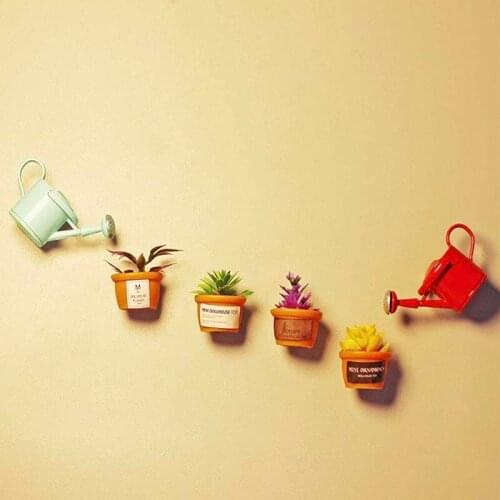 Refrigerator Fridge Magnet Stick Home Decor Small Green Pot Plant Appearance Life Ornaments Lovely Originality Creativity Cute