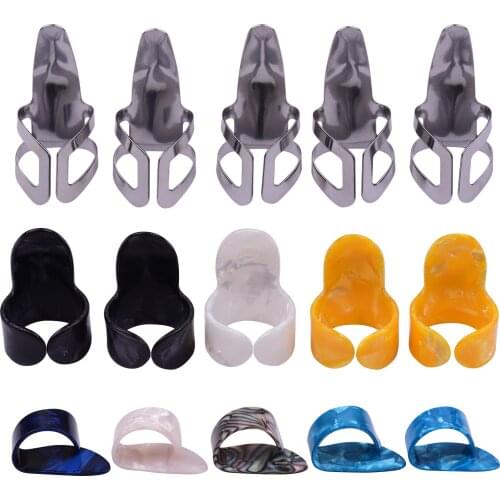 Guitar Picks Thumb Finger Picks Set 5 Thumb Picks 5 Index Finger Picks 5 Metal Picks with Plastic Case Guitar Accessories